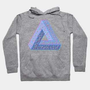 3D Penrose Triangle Magenta Cyan Hoodie